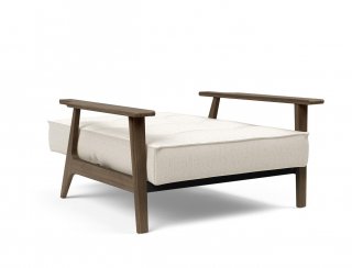 INNOVATION LIVING  Fauteuil design SPLITBACK FREJ 531 - Bouclé Off White convertible lit 90*115 cm accoudoirs chêne fumé